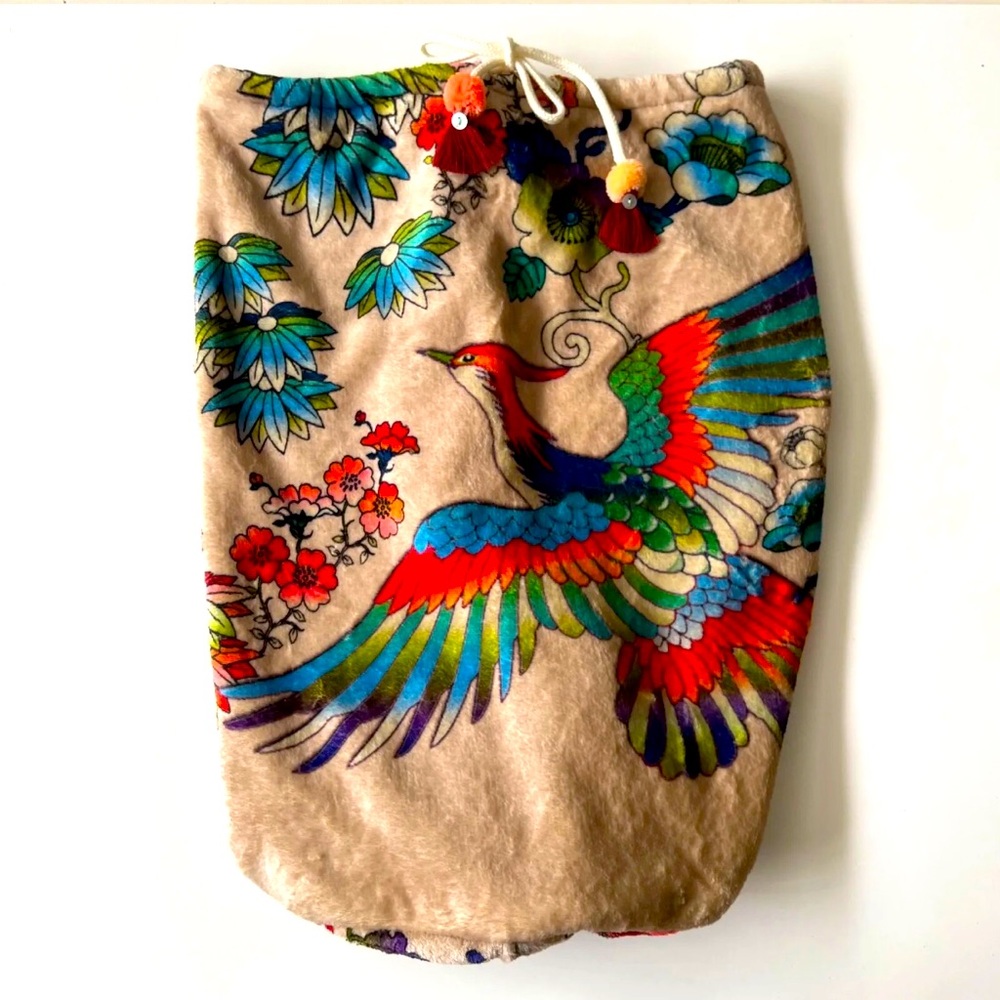 Johnny Was plush drawstring boho shoulder bag